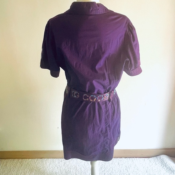 Coogi Purple Snap Front Rhinestone Embellished Belted Shirt Dress sz 1X NEW - Picture 5 of 12